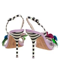 Pre Owned Sophia Webster Multicolor Patent Leather And Leather Lilico Floral Embellished Slingback Sandals Size 37