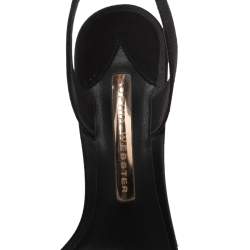 Pre Owned Sophia Webster Black Satin Lilico Crystal Embellished Sandals Size 35.5