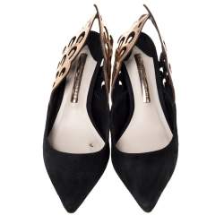 Sophia Webster Black Suede Angelo Slingback Pointed Toe Sandals Size 36