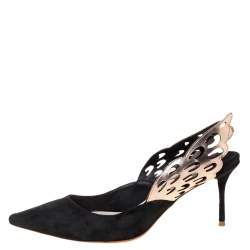 Sophia Webster Black Suede Angelo Slingback Pointed Toe Sandals Size 36