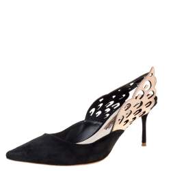Sophia Webster Black Suede Angelo Slingback Pointed Toe Sandals Size 36