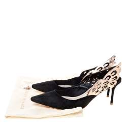 Sophia Webster Black Suede Angelo Slingback Pointed Toe Sandals Size 36