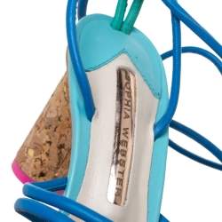Sophia Webster Multicolor Leather Cord Copacabana Cork Heel Ankle Wrap Sandals Size 36.5