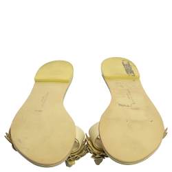 Pre Owned Sophia Webster Yellow Leather Lilico Flower Flat Slides Size 35.5