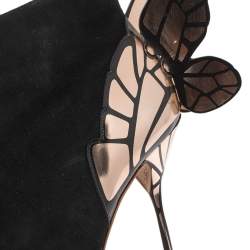 Pre Owned Sophia Webster Black/Rose Gold Suede Chiara Wing Ankle Boots Size 39