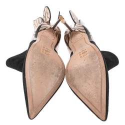 Pre Owned Sophia Webster Black/Rose Gold Suede Chiara Wing Ankle Boots Size 39