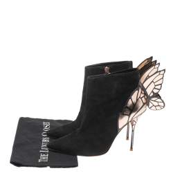 Pre Owned Sophia Webster Black/Rose Gold Suede Chiara Wing Ankle Boots Size 39