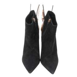 Pre Owned Sophia Webster Black/Rose Gold Suede Chiara Wing Ankle Boots Size 39