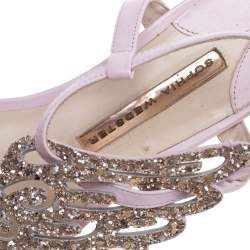 Pre Owned Sophia Webster Pink Glitter Leather Seraphina Angel Wing Flats Size 36.5