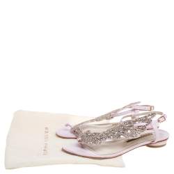 Pre Owned Sophia Webster Pink Glitter Leather Seraphina Angel Wing Flats Size 36.5