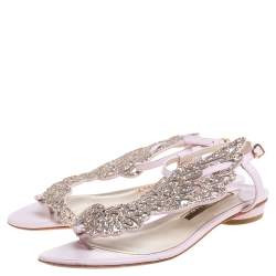 Pre Owned Sophia Webster Pink Glitter Leather Seraphina Angel Wing Flats Size 36.5