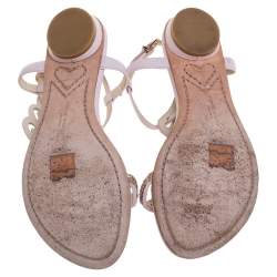 Pre Owned Sophia Webster Pink Glitter Leather Seraphina Angel Wing Flats Size 36.5