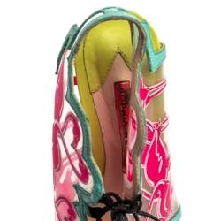 Sophia Webster Multicolor PVC And Leather Trim Flamingo Ankle Wrap Sandals Size 37