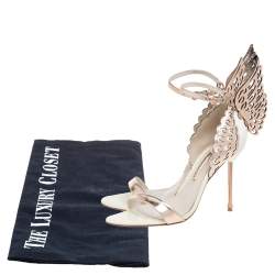 Pre Owned Sophia Webster Rose Gold Leather And White Evangeline Open Toe Sandals Size 38