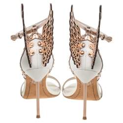 Pre Owned Sophia Webster Rose Gold Leather And White Evangeline Open Toe Sandals Size 38