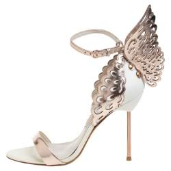 Pre Owned Sophia Webster Rose Gold Leather And White Evangeline Open Toe Sandals Size 38