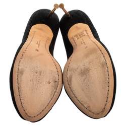 Pre Owned Sophia Webster Black Suede Loren Peep Toe Pumps Size 37