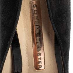 Pre Owned Sophia Webster Black Suede Loren Peep Toe Pumps Size 37