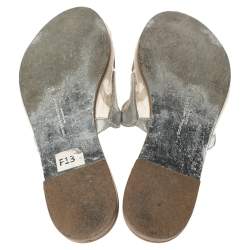 Pre Owned Sophia Webster Silver Leather And PVC Madame Butterfly Flat Slides Size 35.5