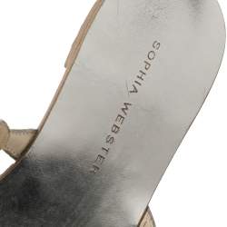 Pre Owned Sophia Webster Silver Leather And PVC Madame Butterfly Flat Slides Size 35.5