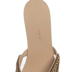 Pre Owned Sophia Webster Pale Pink PVC Madame Crystal Embellished Slide Flats Size 39.5
