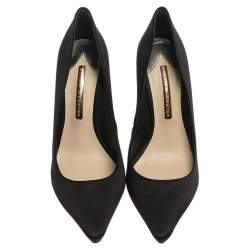 Pre Owned Sophia Webster Black Satin Crystal Embellished Coco Pumps Size 40.5