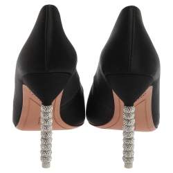 Pre Owned Sophia Webster Black Satin Crystal Embellished Coco Pumps Size 40.5