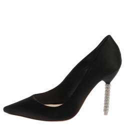 Pre Owned Sophia Webster Black Satin Crystal Embellished Coco Pumps Size 40.5