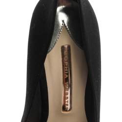 Pre Owned Sophia Webster Black Satin Crystal Embellished Coco Pumps Size 40.5