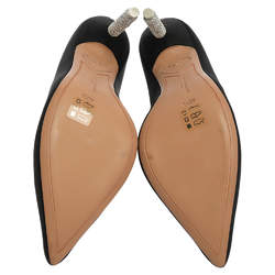 Pre Owned Sophia Webster Black Satin Crystal Embellished Coco Pumps Size 40.5