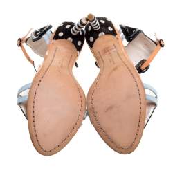 Pre Owned Sophia Webster Multicolor Pony Hair And Patent Leather Mollie Embellished T Strap Sandals Size 38