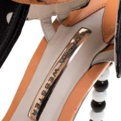 Pre Owned Sophia Webster Multicolor Pony Hair And Patent Leather Mollie Embellished T Strap Sandals Size 38