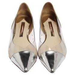 Pre Owned Sophia Webster Silver/Gold Leather And PVC Daria Flats Size 38