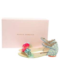 Sophia Webster Multicolor Floral Leather Lilico Ankle Strap Flat Sandals Size 37