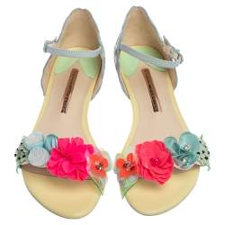 Sophia Webster Multicolor Floral Leather Lilico Ankle Strap Flat Sandals Size 37