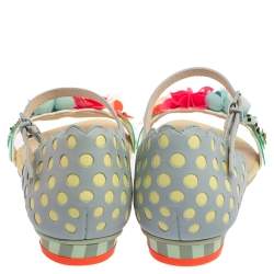 Sophia Webster Multicolor Floral Leather Lilico Ankle Strap Flat Sandals Size 37