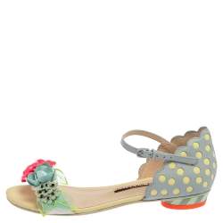 Sophia Webster Multicolor Floral Leather Lilico Ankle Strap Flat Sandals Size 37