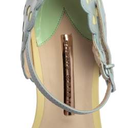 Sophia Webster Multicolor Floral Leather Lilico Ankle Strap Flat Sandals Size 37
