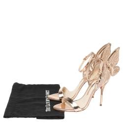 Pre Owned Sophia Webster Metallic Rose Gold Leather Chiara Butterfly Ankle Cuff Sandals Size 37