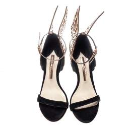 Pre Owned Sophia Webster Black/Rose Gold Suede and Leather Evangeline Open Toe Sandals Size 36.5
