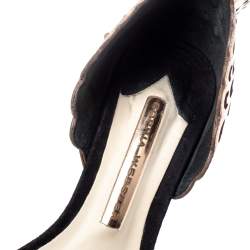 Pre Owned Sophia Webster Black/Rose Gold Suede and Leather Evangeline Open Toe Sandals Size 36.5