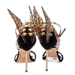Pre Owned Sophia Webster Black/Rose Gold Suede and Leather Evangeline Open Toe Sandals Size 36.5