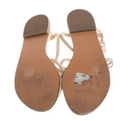 Sophia Webster Beige Leather Studded Butterfly Flat Sandals Size 39