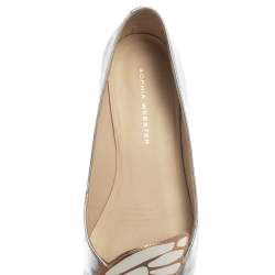 Pre Owned Sophia Webster Metallic Silver/Rose Gold Leather Bibi Butterfly Pointed Toe Ballet Flats Size 37.5