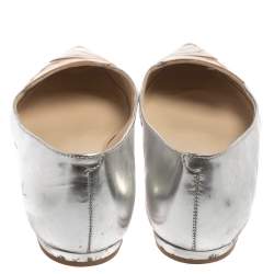 Pre Owned Sophia Webster Metallic Silver/Rose Gold Leather Bibi Butterfly Pointed Toe Ballet Flats Size 37.5