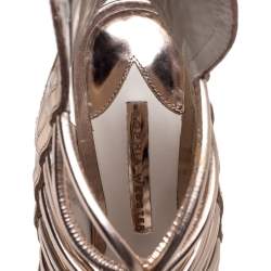 Pre Owned صندل صوفيا ويبستر ملتف حول الكاحل قفصى جلد ذهبى وردى ميتالك مقاس 39