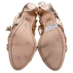 Pre Owned صندل صوفيا ويبستر ملتف حول الكاحل قفصى جلد ذهبى وردى ميتالك مقاس 39