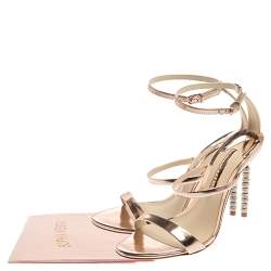 Pre Owned Sophia Webster Rose Gold Leather Rosalind Crystal Heel Sandals Size 39
