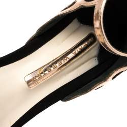 Pre Owned  Sophia Webster Black/Rose Gold Suede and Leather Evangeline Open Toe Sandals Size 39