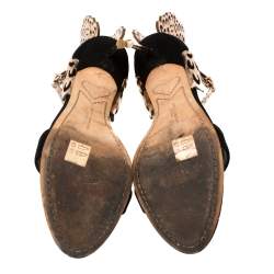 Pre Owned  Sophia Webster Black/Rose Gold Suede and Leather Evangeline Open Toe Sandals Size 39